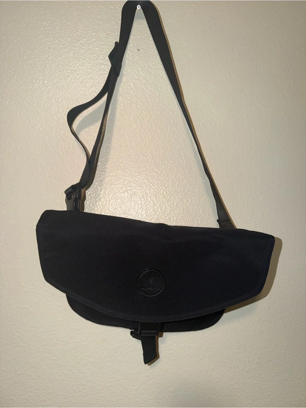 Black Messenger Crossbody Bag with Adjustable Strap